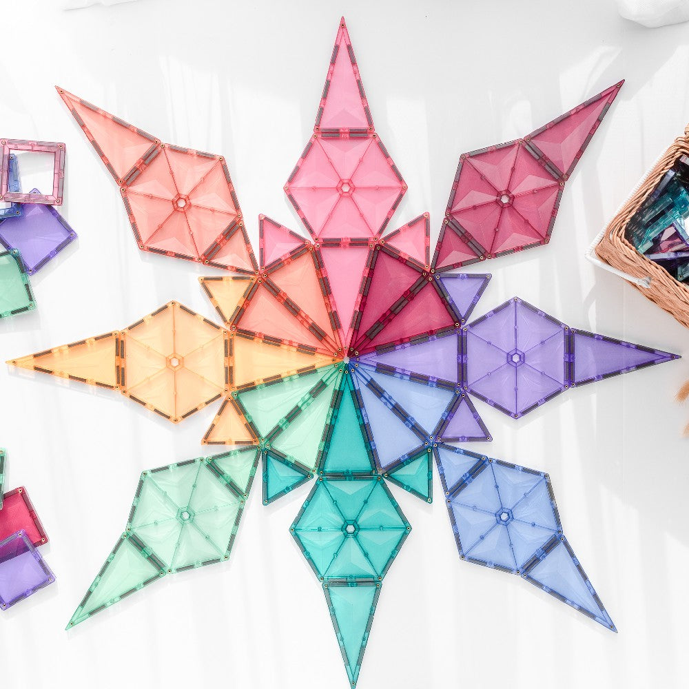 Set de construcție magnetic, Pastel Mega Pack, Connetix Tiles, 202 piese, 3 ani+