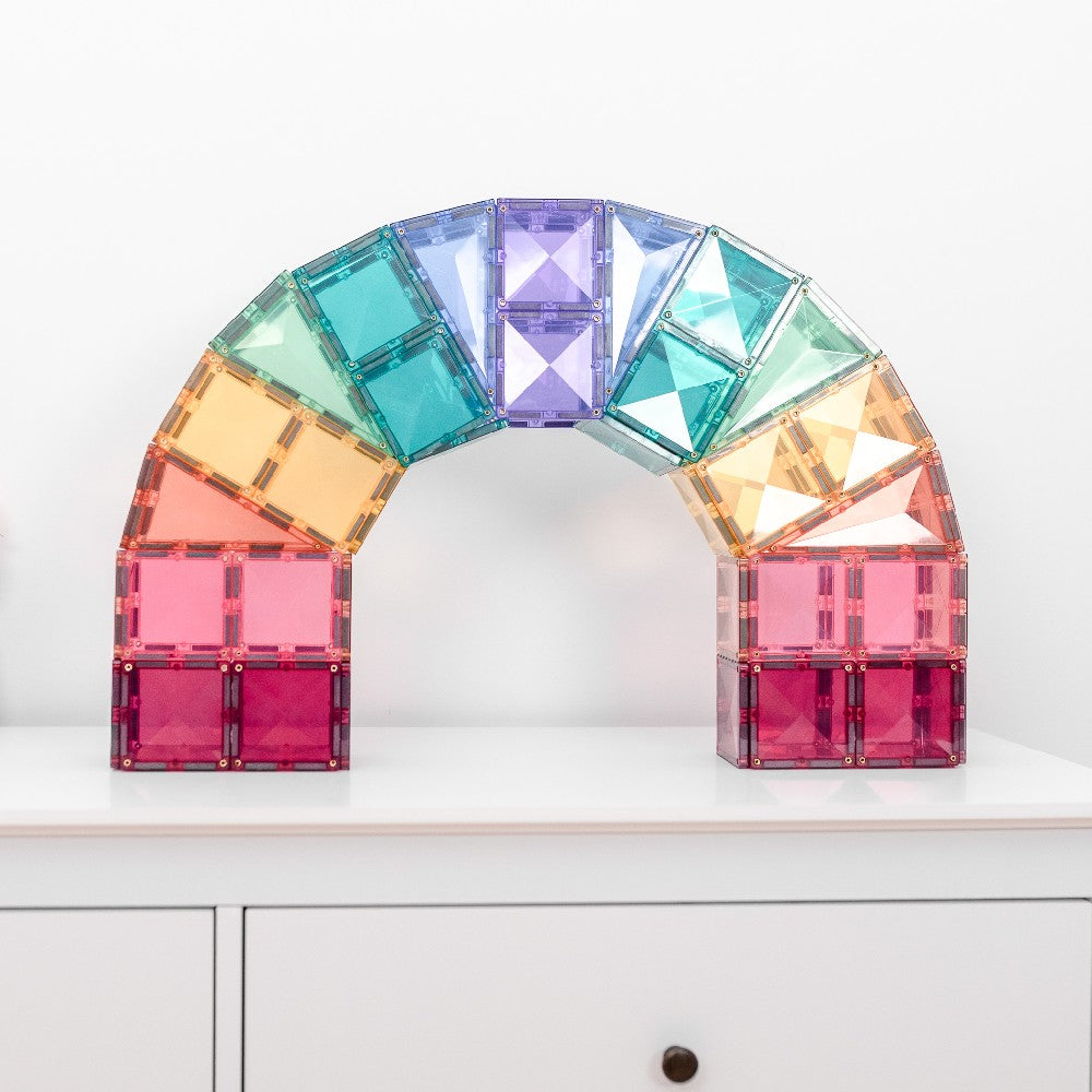Set de construcție magnetic, Pastel Mega Pack, Connetix Tiles, 202 piese, 3 ani+