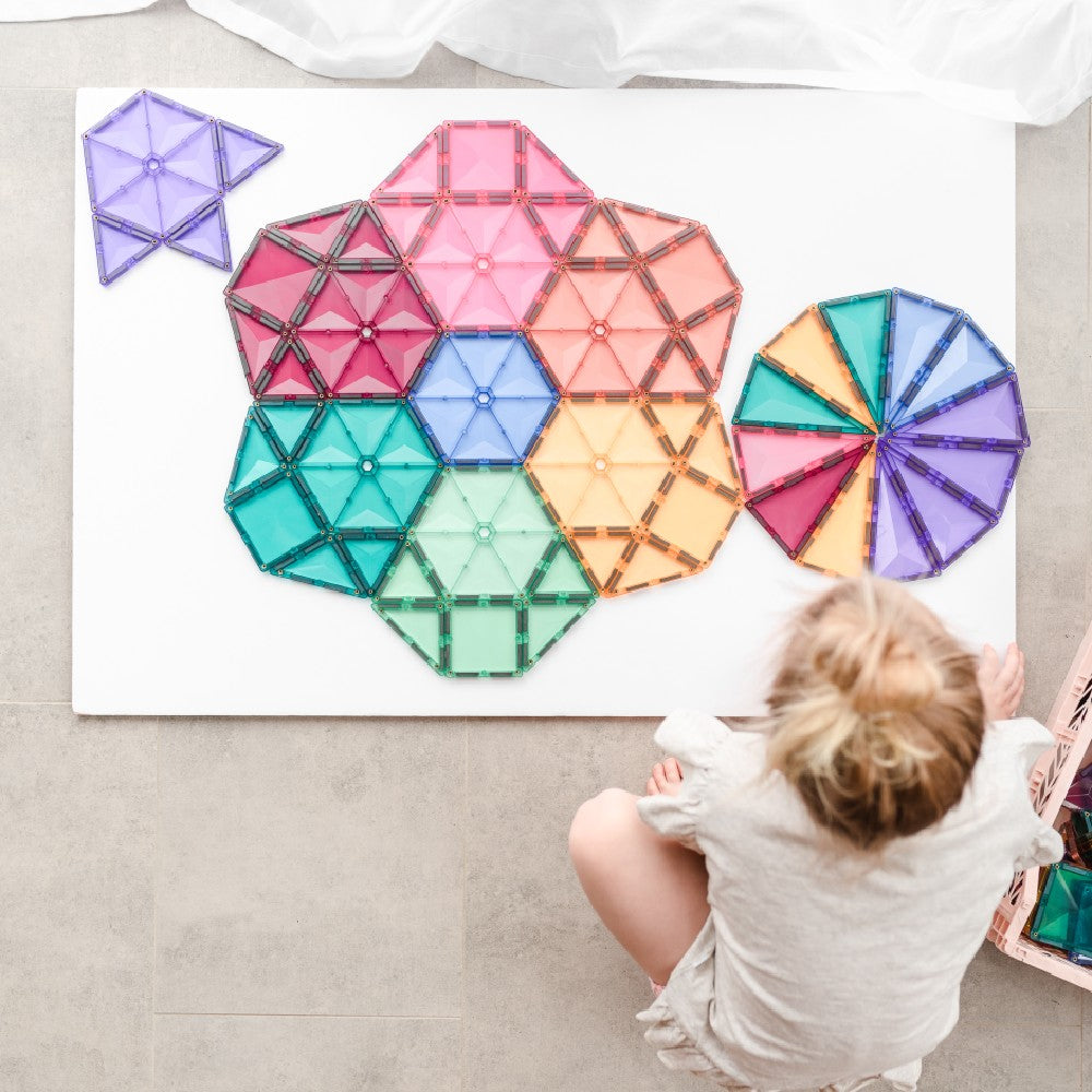 Set de construcție magnetic, Pastel Mega Pack, Connetix Tiles, 202 piese, 3 ani+