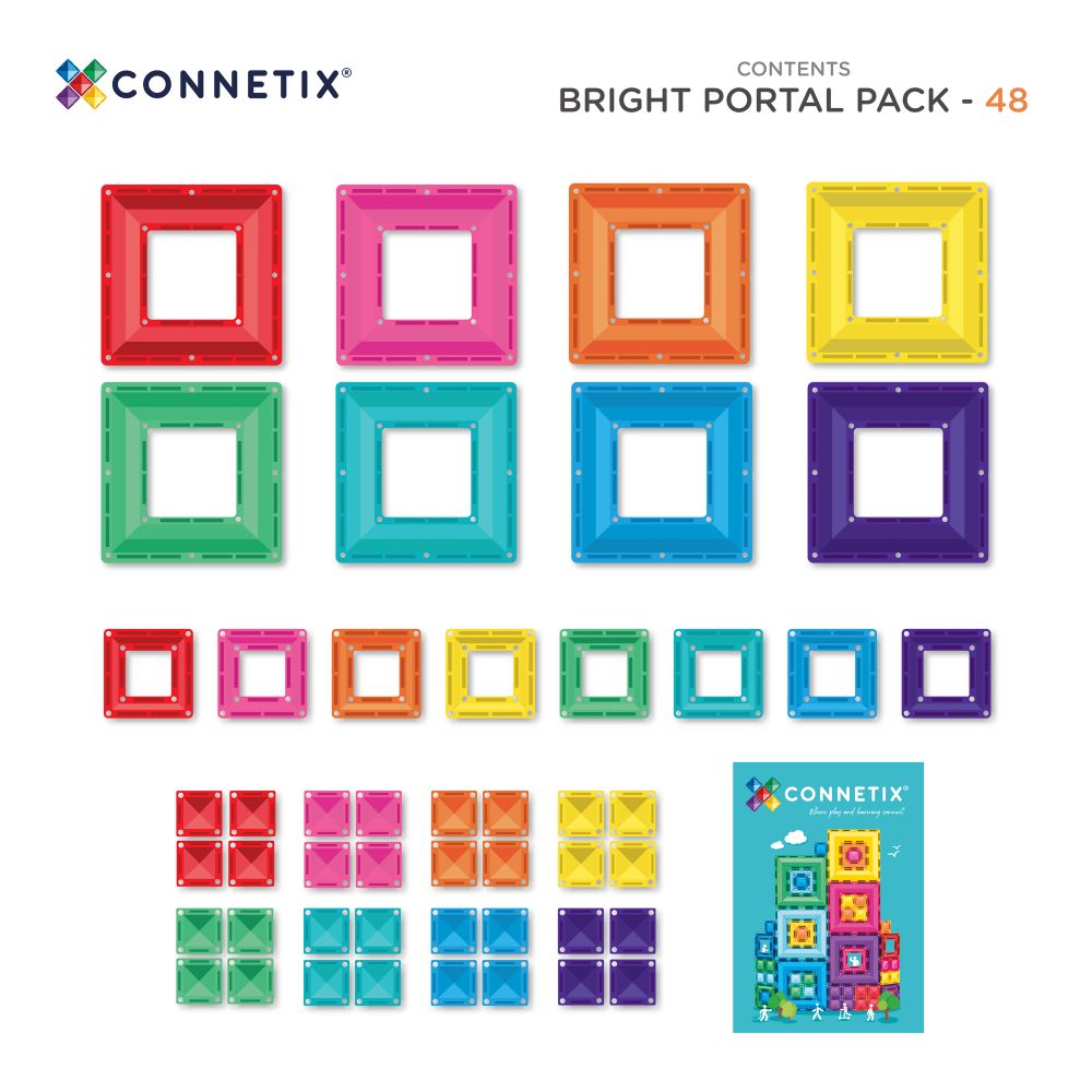 Set de construcție magnetic, Bright Portal Pack, Connetix Tiles, 48 piese, 3 ani+