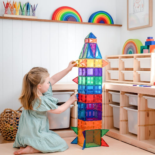 Set de construcție magnetic, Rainbow Creative Pack, Connetix Tiles, 102 piese, 3 ani+