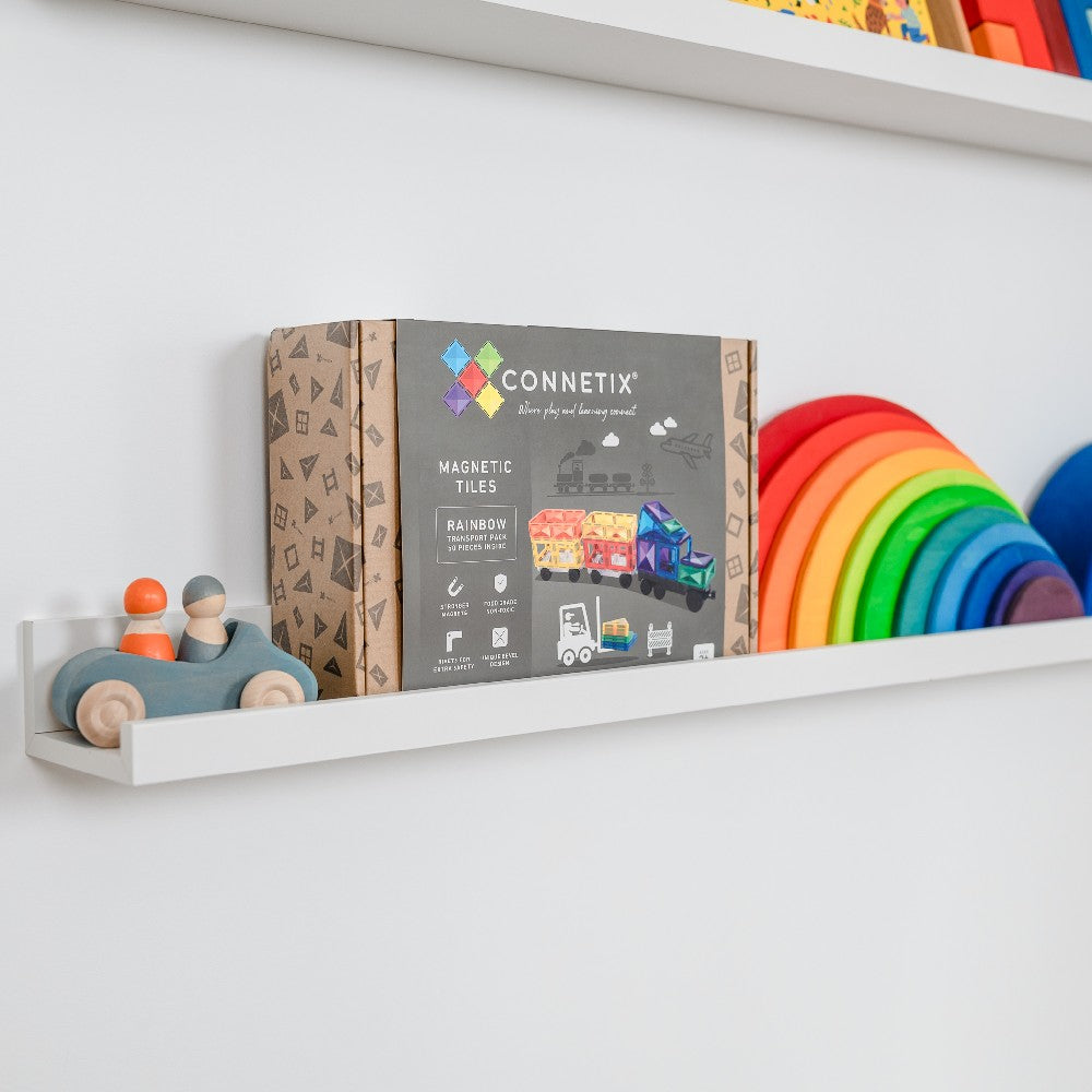 Set de construcție magnetic, Rainbow Transport Pack, Connetix Tiles, 50 piese, 3 ani+