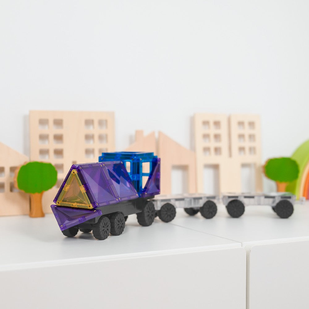 Set de construcție magnetic, Rainbow Transport Pack, Connetix Tiles, 50 piese, 3 ani+