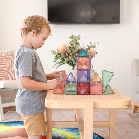 Set de construcție magnetic, Pastel Starter Pack, Connetix Tiles, 64 piese, 3 ani+