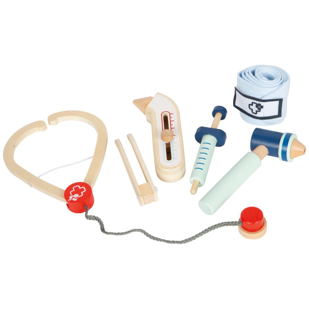 Set de joacă de doctor cu accesorii din lemn, Small Foot, 6 piese, 3 ani+