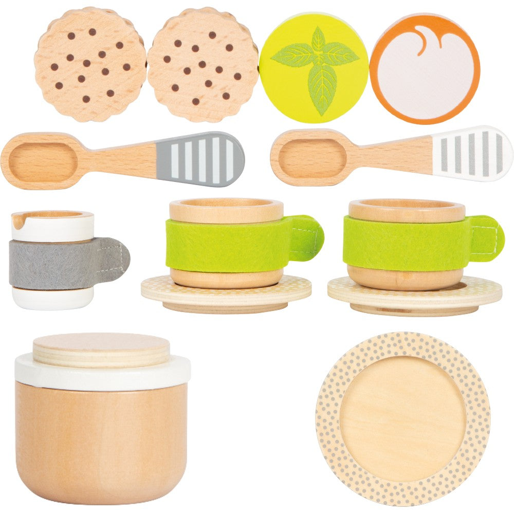 Set din lemn pentru cafea și ceai, Small Foot, 19 piese, 2 ani+
