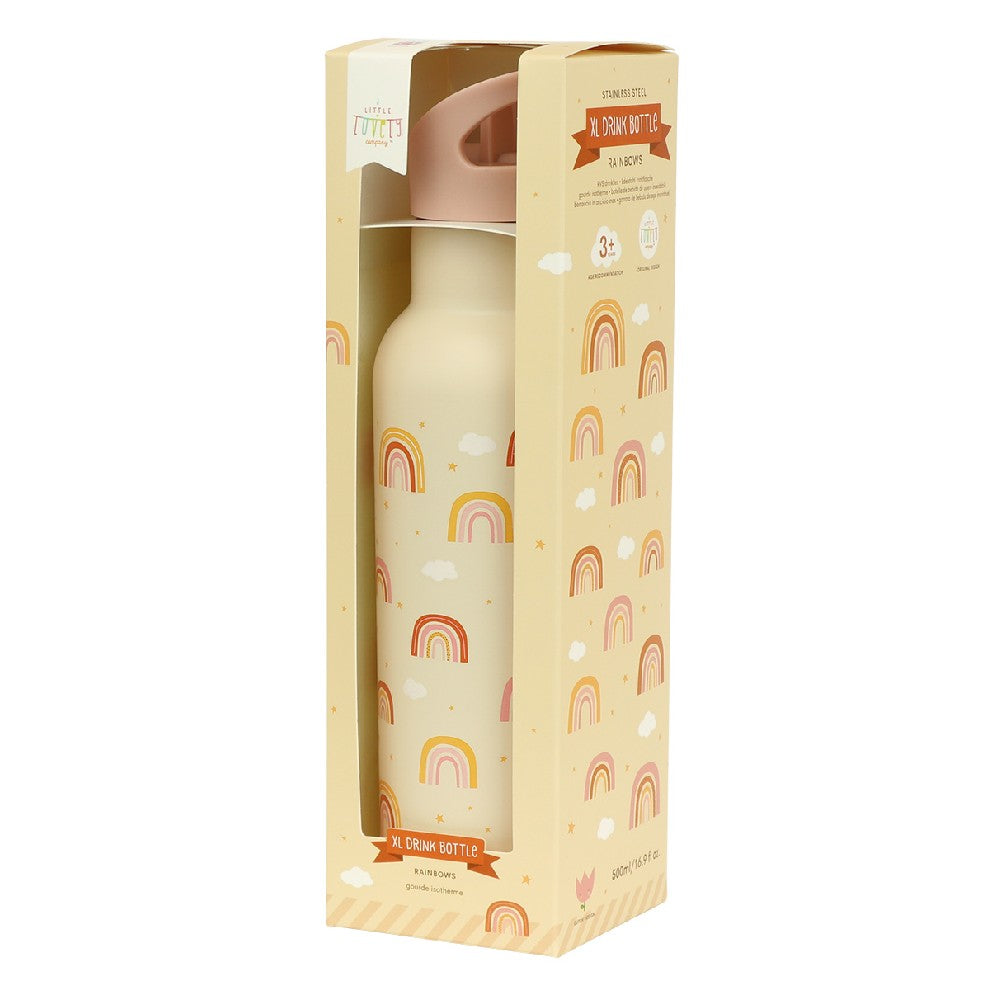 Sticlă de apă XL copii din oțel inoxidabil, Rainbow, A Little Lovely Company, 500 ml, 6 luni+