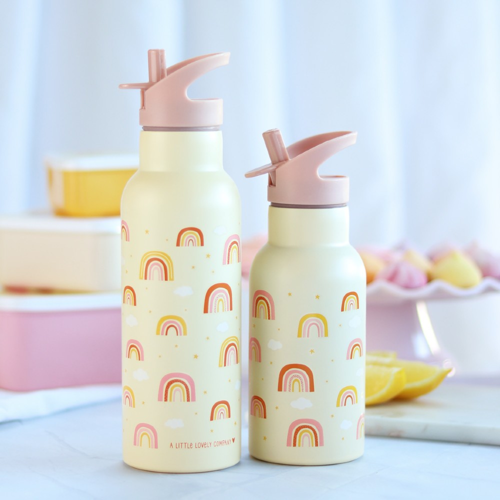 Sticlă de apă XL copii din oțel inoxidabil, Rainbow, A Little Lovely Company, 500 ml, 6 luni+