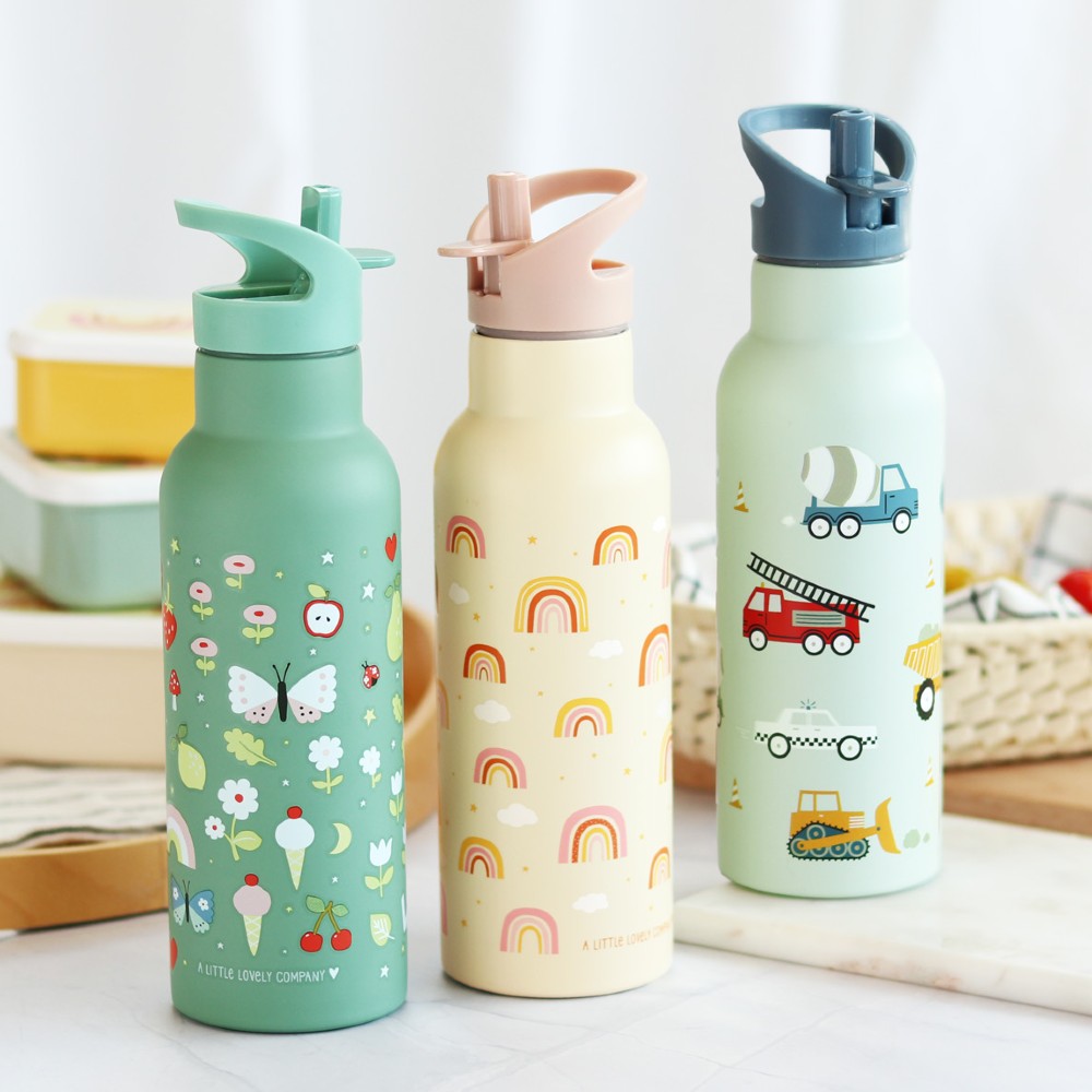 Sticlă de apă XL copii din oțel inoxidabil, Rainbow, A Little Lovely Company, 500 ml, 6 luni+