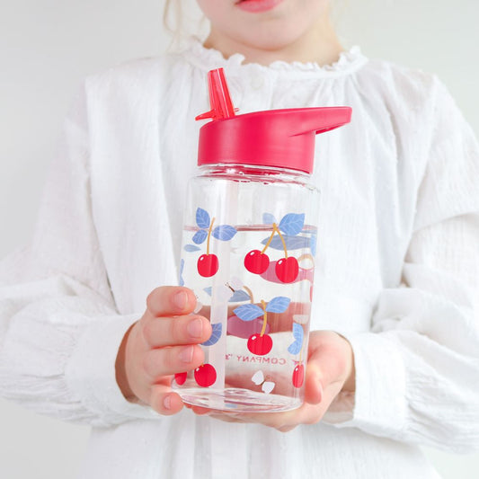 Sticlă de apă copii, Cherries, A Little Lovely Company, 450 ml, 6 luni+