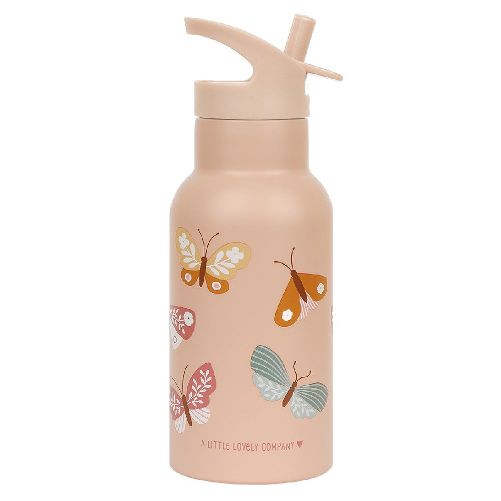 Sticlă de apă copii din oțel inoxidabil, Fluturași, A Little Lovely Company, 350 ml, 6 luni+