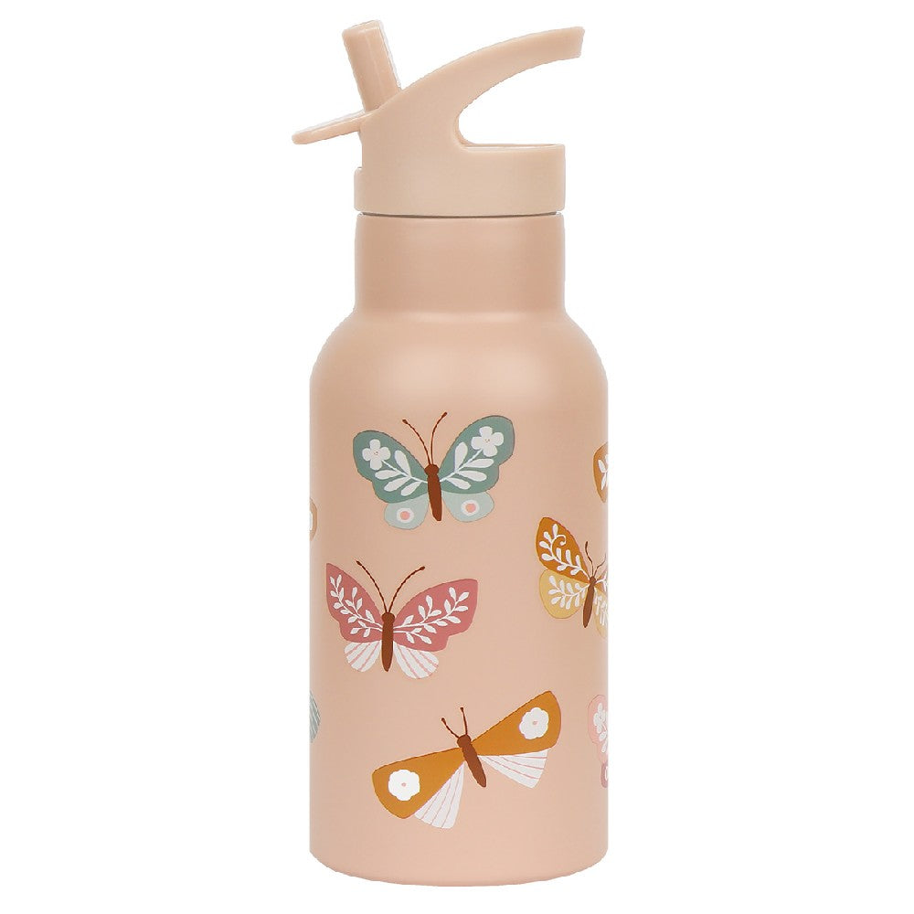 Sticlă de apă copii din oțel inoxidabil, Fluturași, A Little Lovely Company, 350 ml, 6 luni+