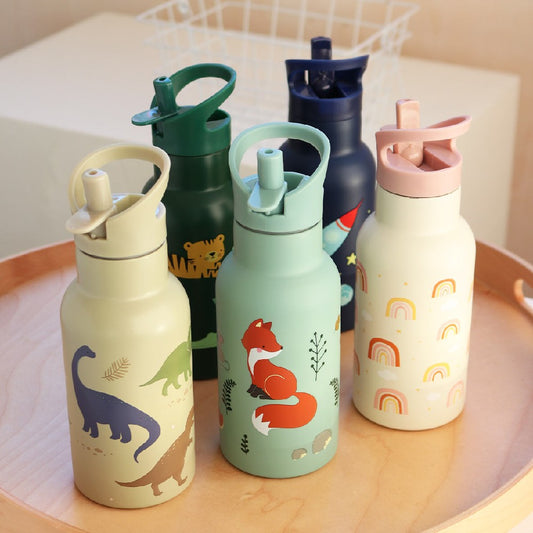 Sticlă de apă copii din oțel inoxidabil, Forest Friends, A Little Lovely Company, 350 ml, 6 luni+