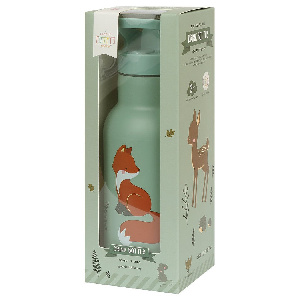 Sticlă de apă copii din oțel inoxidabil, Forest Friends, A Little Lovely Company, 350 ml, 6 luni+
