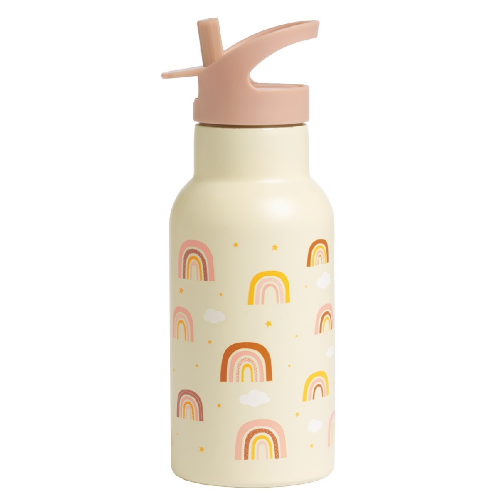 Sticlă de apă copii din oțel inoxidabil, Rainbow, A Little Lovely Company, 350 ml, 6 luni+