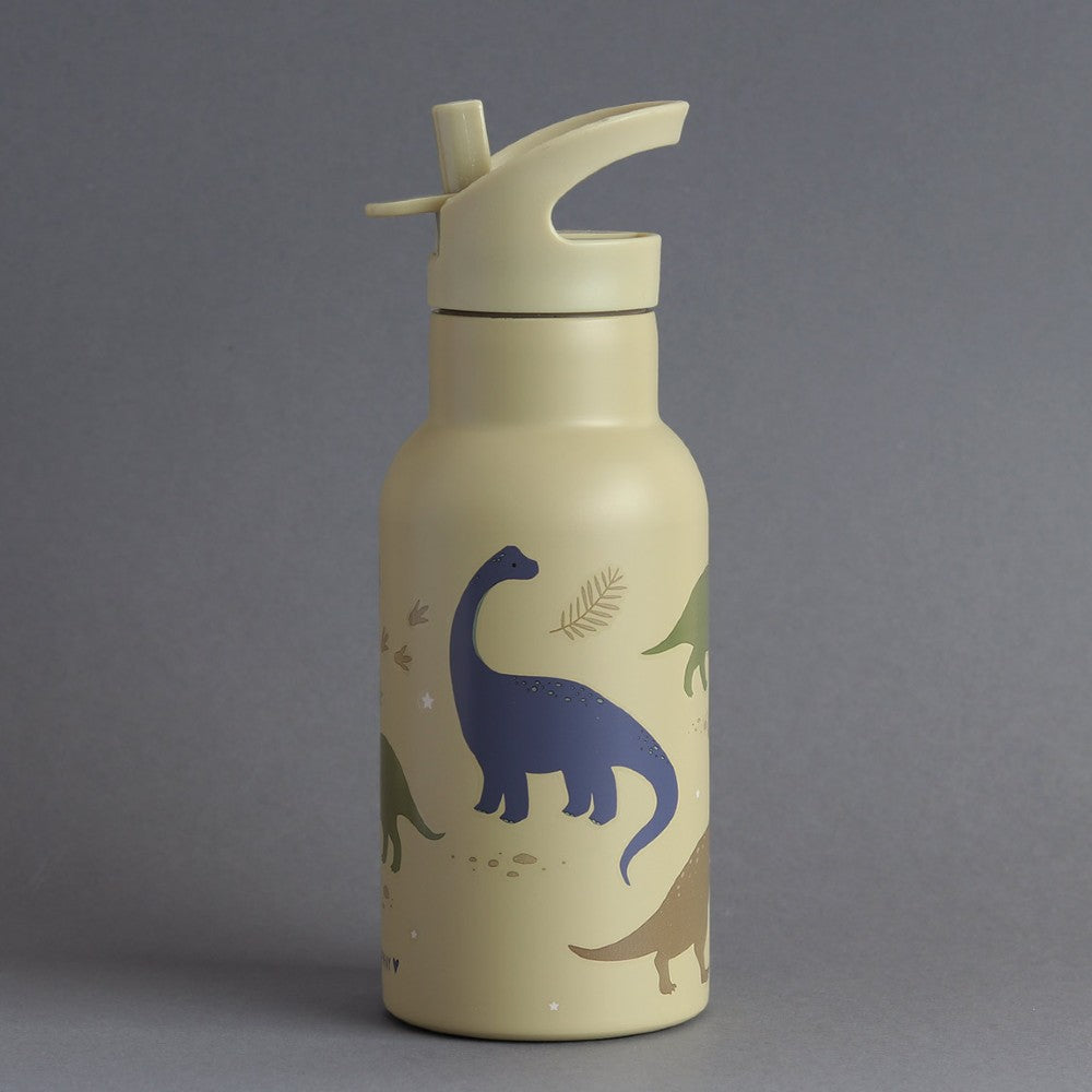 Sticlă de apă copii din oțel inoxidabil, Dinozauri, A Little Lovely Company, 350 ml, 6 luni+