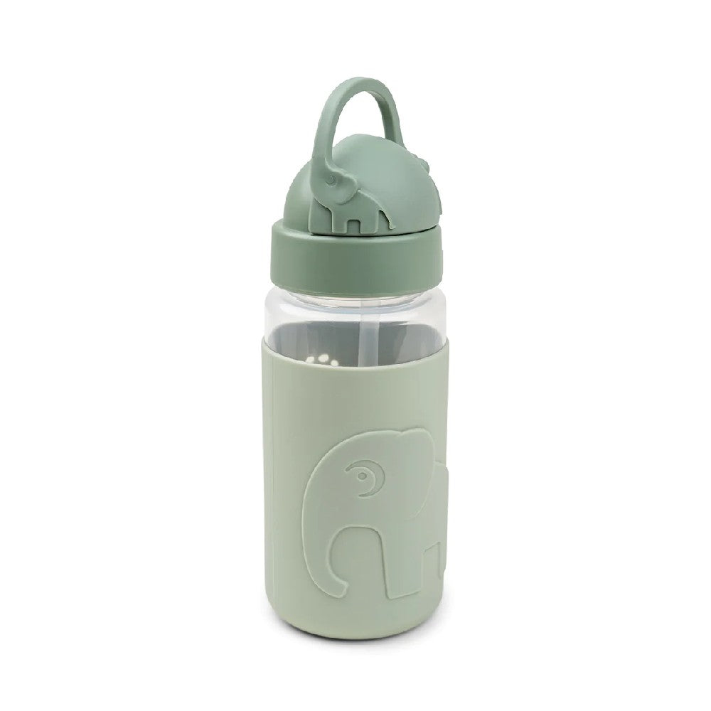 Sticlă de apă cu pai pentru copii, Done by Deer, Elphee, Verde, 350 ml, 6 luni+