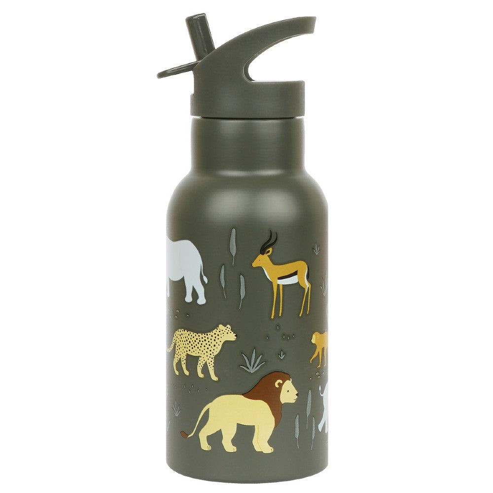 Sticlă de apă copii din oțel inoxidabil, Savana, A Little Lovely Company, 350 ml, 6 luni+
