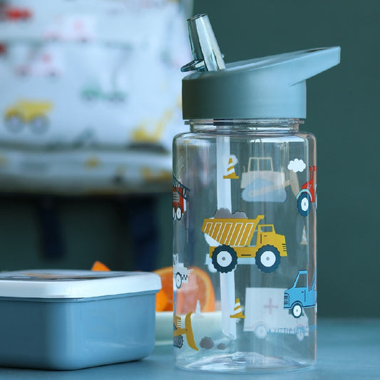 Sticlă de apă copii, Vehicule, A Little Lovely Company, 450 ml, 6 luni+