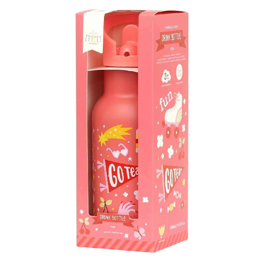 Sticlă de apă copii din oțel inoxidabil, Fun, A Little Lovely Company, 350 ml, 6 luni+