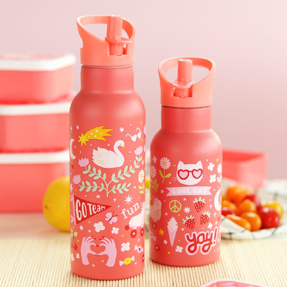Sticlă de apă copii din oțel inoxidabil, Fun, A Little Lovely Company, 350 ml, 6 luni+
