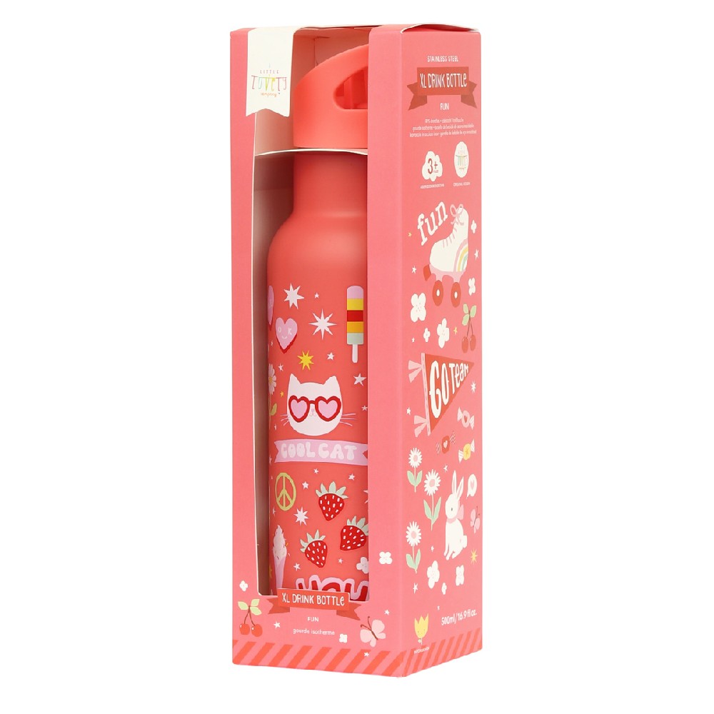 Sticlă de apă XL copii din oțel inoxidabil, Fun, A Little Lovely Company, 500 ml, 6 luni+