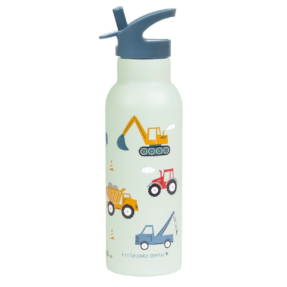 Sticlă de apă XL copii din oțel inoxidabil, Vehicule, A Little Lovely Company, 500 ml, 6 luni+