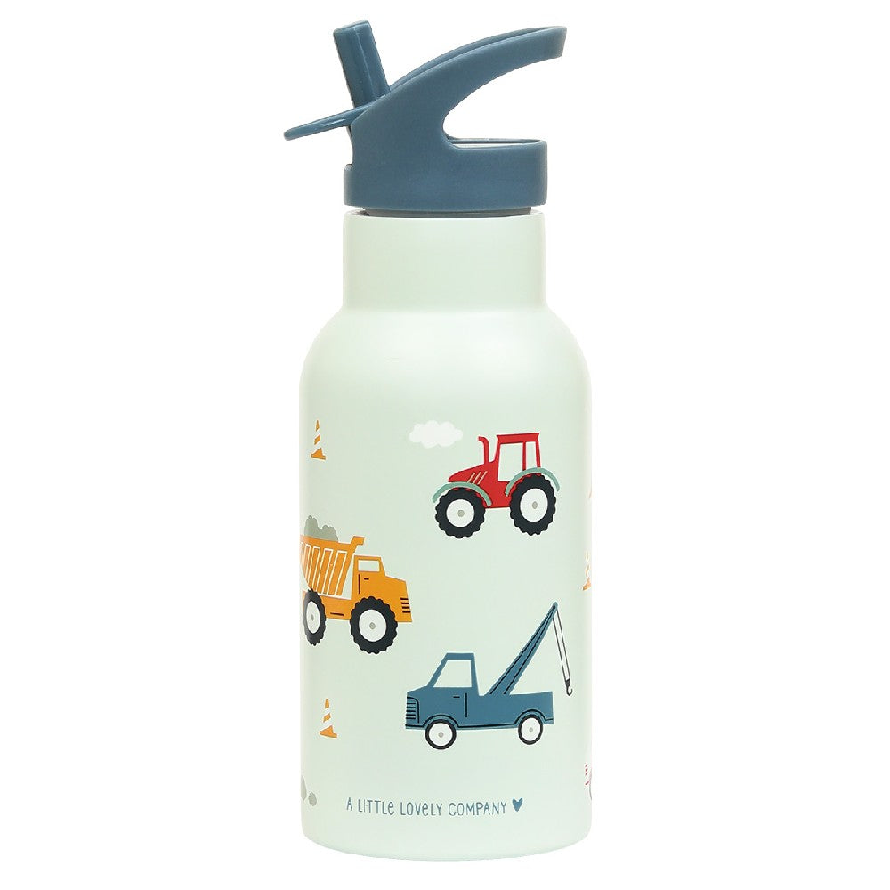 Sticlă de apă copii din oțel inoxidabil, Vehicule, A Little Lovely Company, 350 ml, 6 luni+