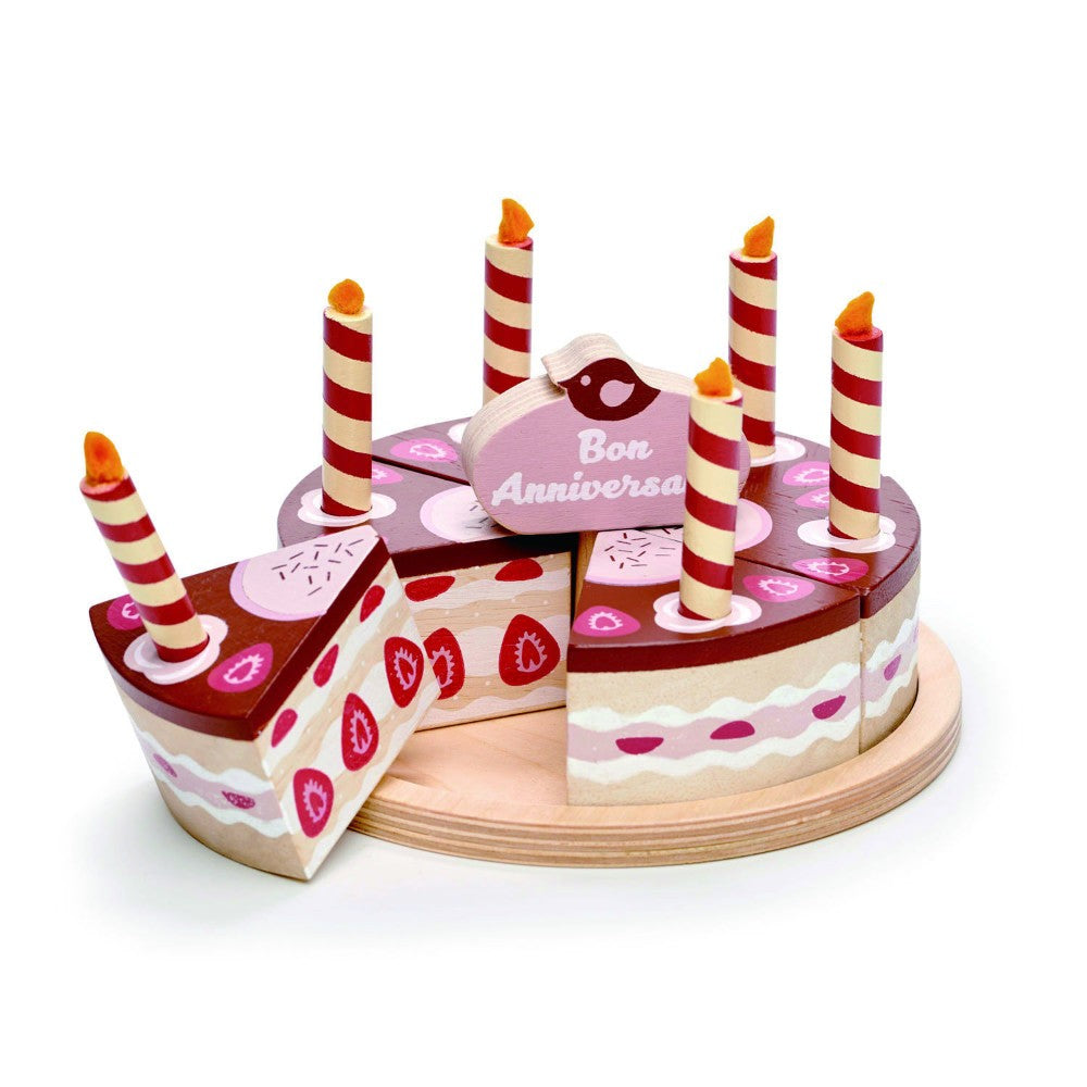 Jucărie din lemn-Tort aniversar cu decorațiuni, Tender Leaf, 14 piese, 3 ani+