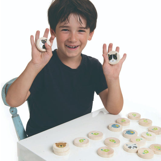 Joc de memorie din lemn, Tender Leaf, Clever Cat, 16 piese, 18 luni+