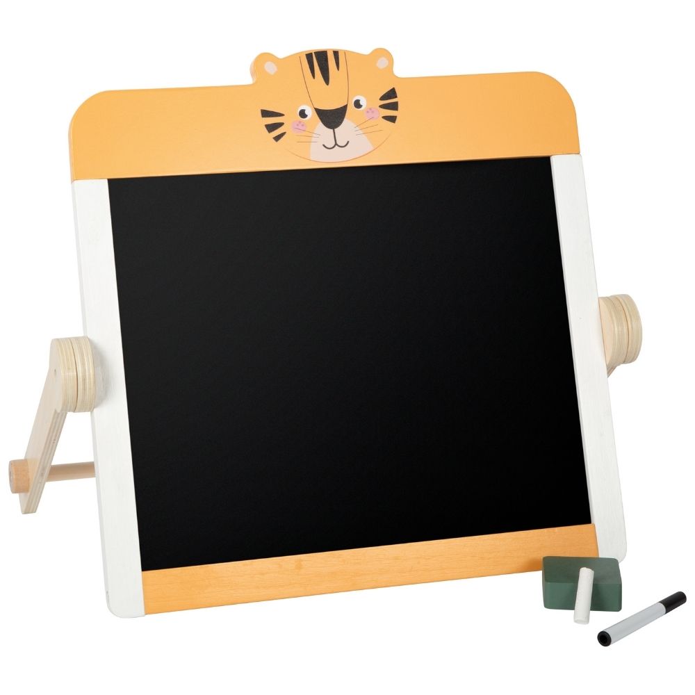 Tablă 2-în-1 chalkboard & whiteboard magnetică pentru copii din lemn FSC®, Safari, Small Foot, 4 ani+
