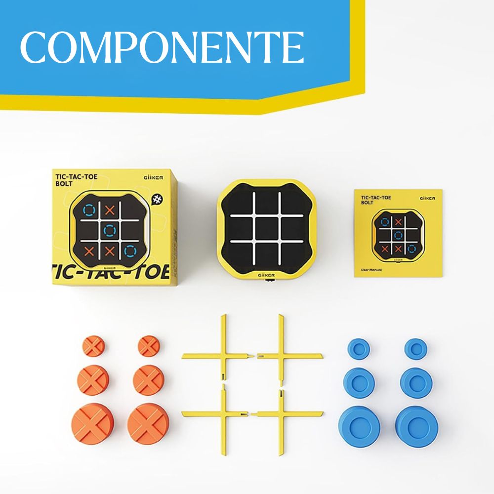 Tic Tac Toe 3 în 1, Joc inteligent de strategie și logică pentru copii, Giiker, 3 ani+