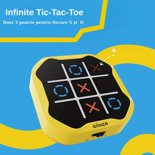 Tic Tac Toe 3 în 1, X și 0, Joc inteligent de strategie și logică pentru copii, Roz, Giiker, 3 ani+