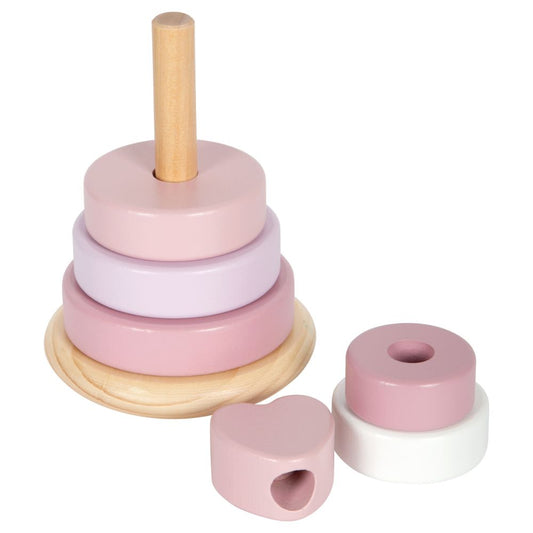 Turn de stivuire din lemn, Small Foot, Roz, 12 luni+