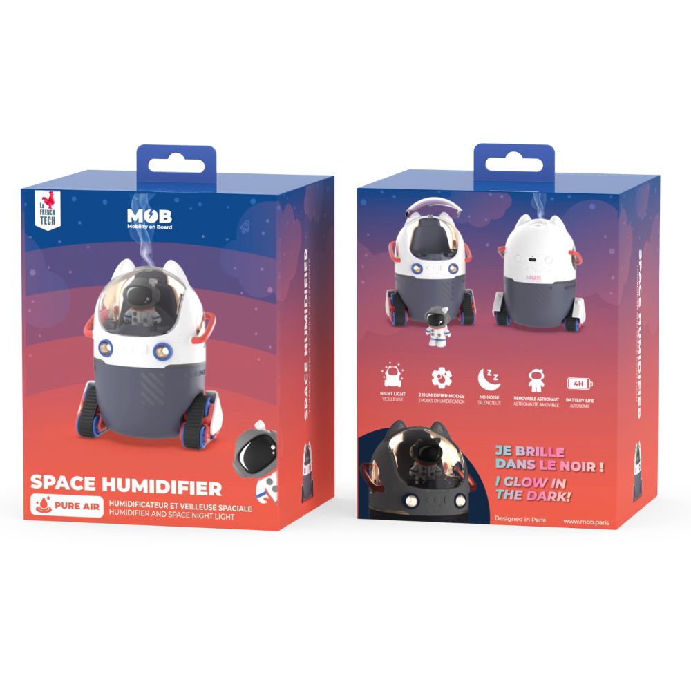 Umidificator cu lampă de veghe pentru copii, Humybot - Navă spațială, MOB Paris
