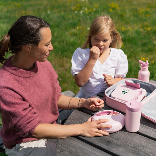 SnackDISC roz pastel deschisă, cu cinci compartimente rotative