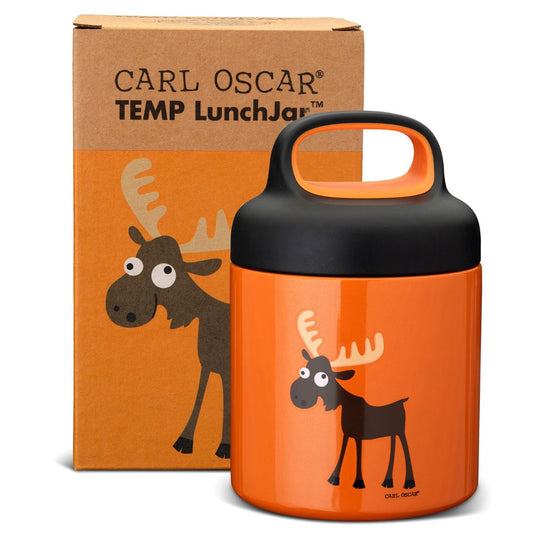 TEMP LunchJar Carl Oscar portocaliu 300 ml alături de ambalaj