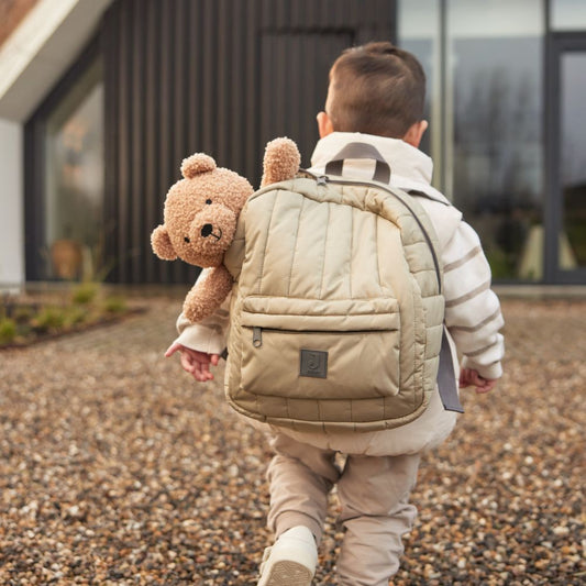 Ghiozdan copii cu 2 compartimente, Olive Green, Jollein, 3-8 ani, 24 x 29