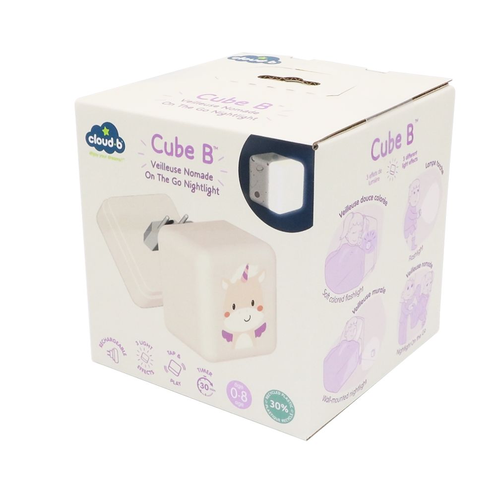 Lampă de veghe portabila copii, Cube B™, Unicornul Lily, Cloud B