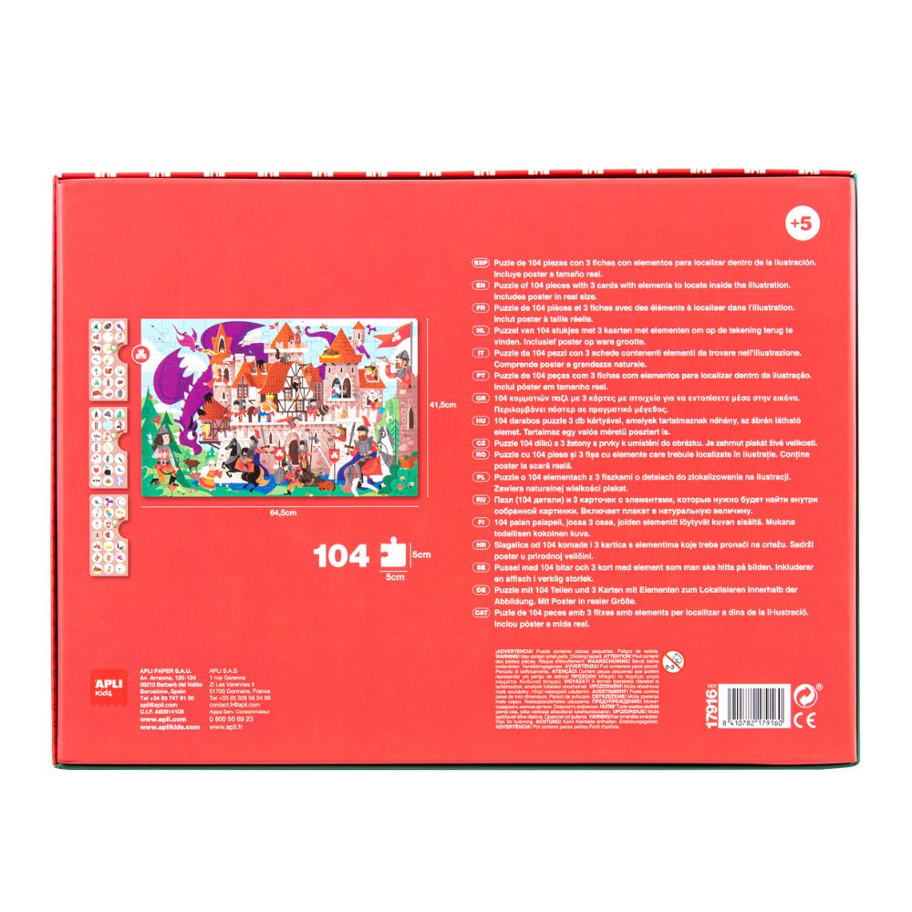 Puzzle educativ pentru copii, Castel , 104 piese, APLI, 5 ani+