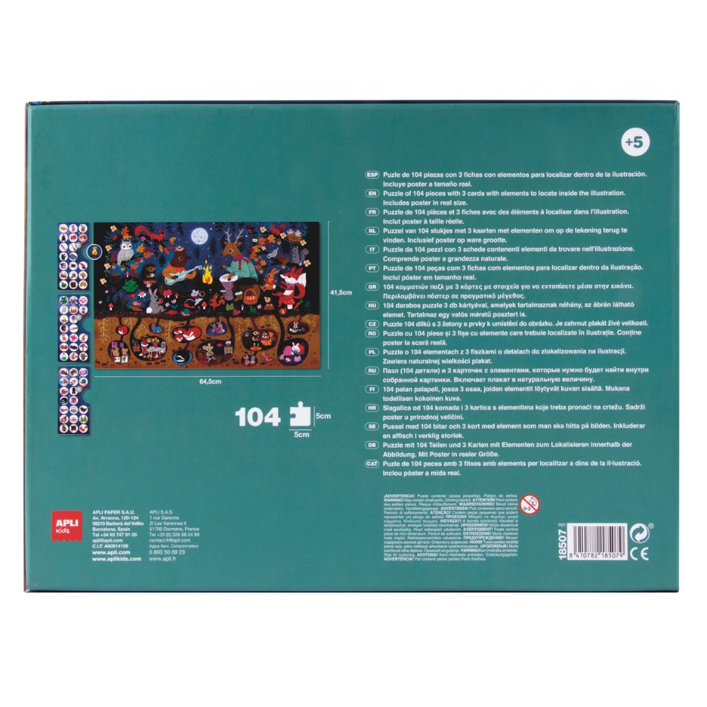 Puzzle educativ pentru copii, Pădurea Magică , 104 piese, APLI, 5 ani+