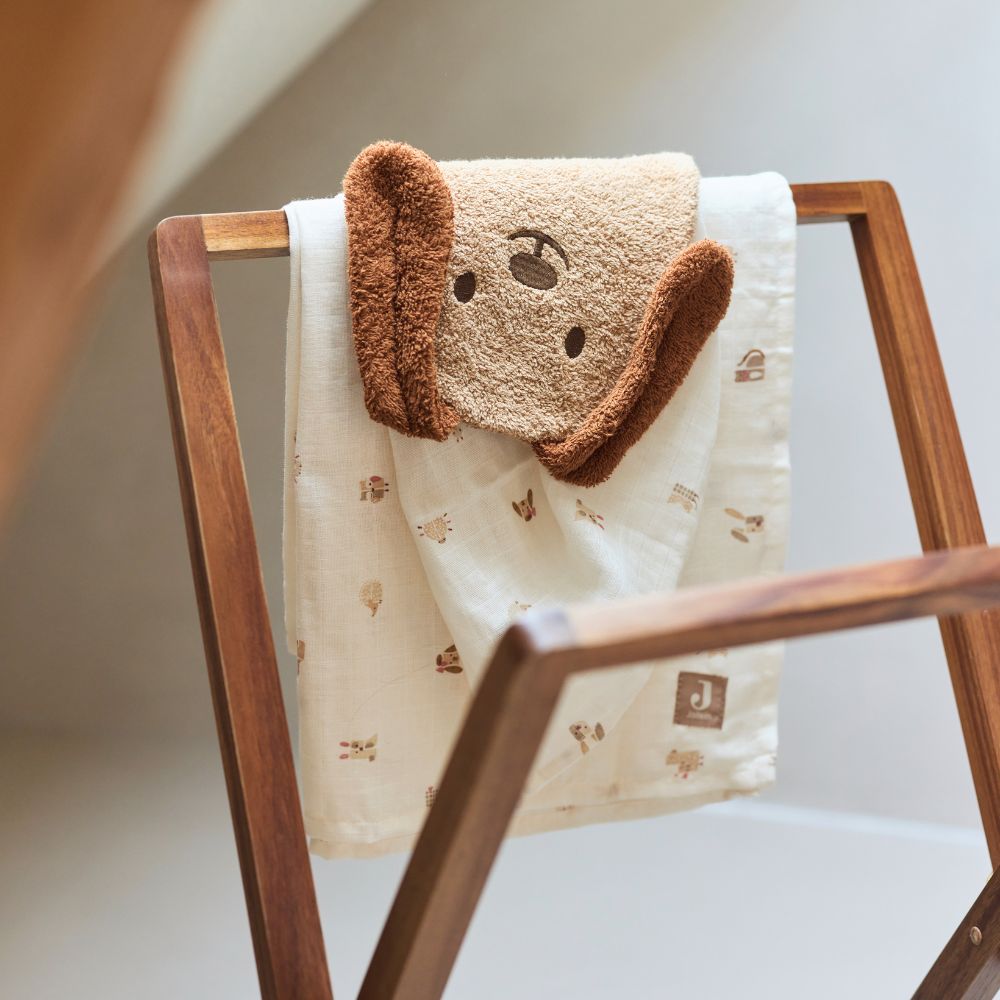 Set 2 museline din bumbac, Animal Friends, Jollein, 115x115 cm, OEKO-TEX