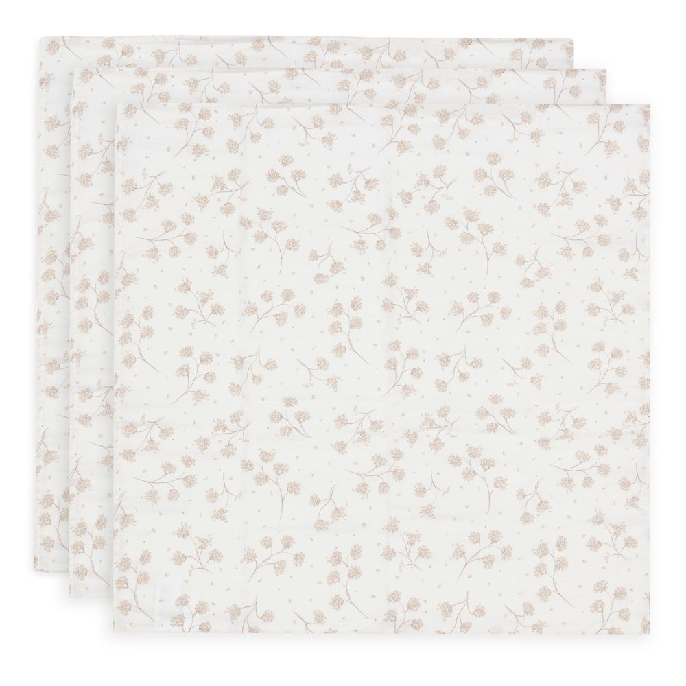Set 3 museline din bumbac, Leafy Dreams, Jollein, 70x70 cm, OEKO-TEX