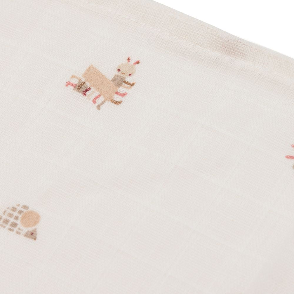 Set 3 museline din bumbac tip batistă, Animal Friends, Jollein, 31x31 cm, OEKO-TEX