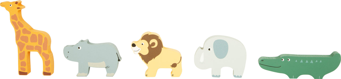 Masinuță sortare forme cu animale din lemn, Small Foot, Safari, 12 luni+