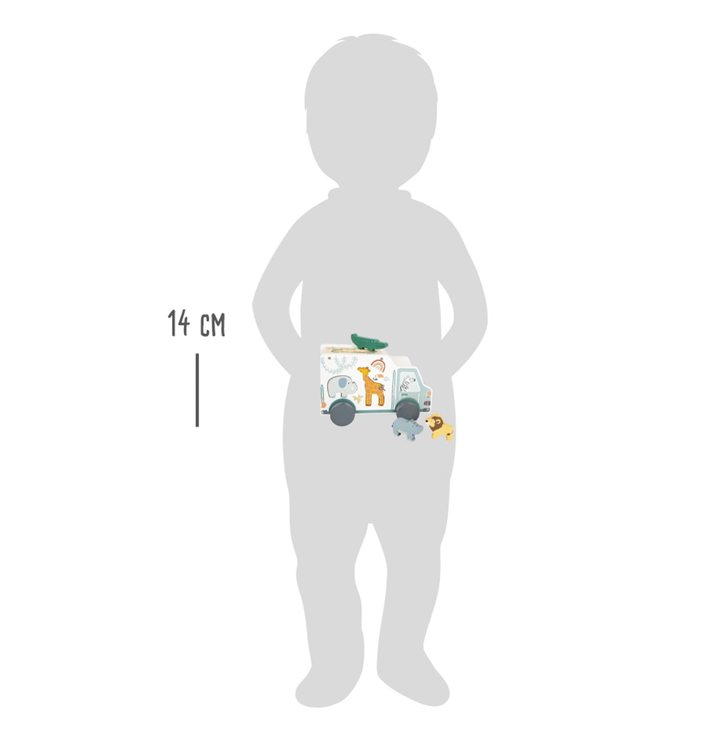 Masinuță sortare forme cu animale din lemn, Small Foot, Safari, 12 luni+