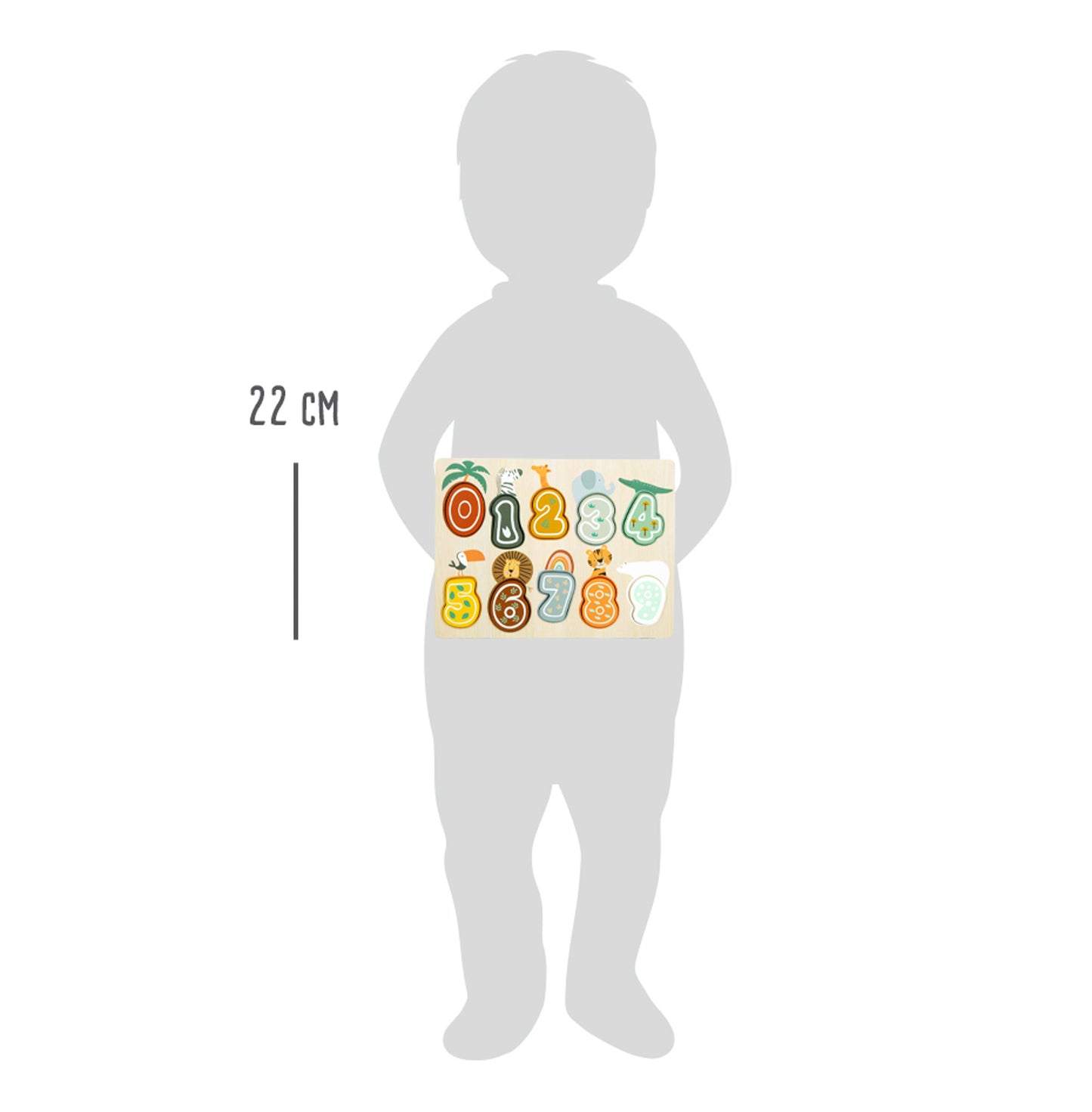 Puzzle din lemn numere , Small Foot, Safari, 12 luni+