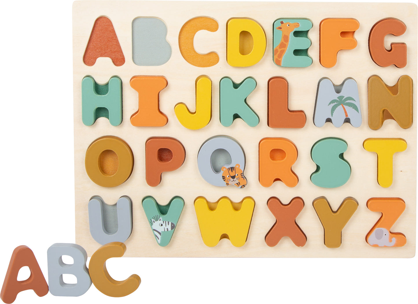 Puzzle din lemn alfabet, Small Foot, Safari, 2 ani+
