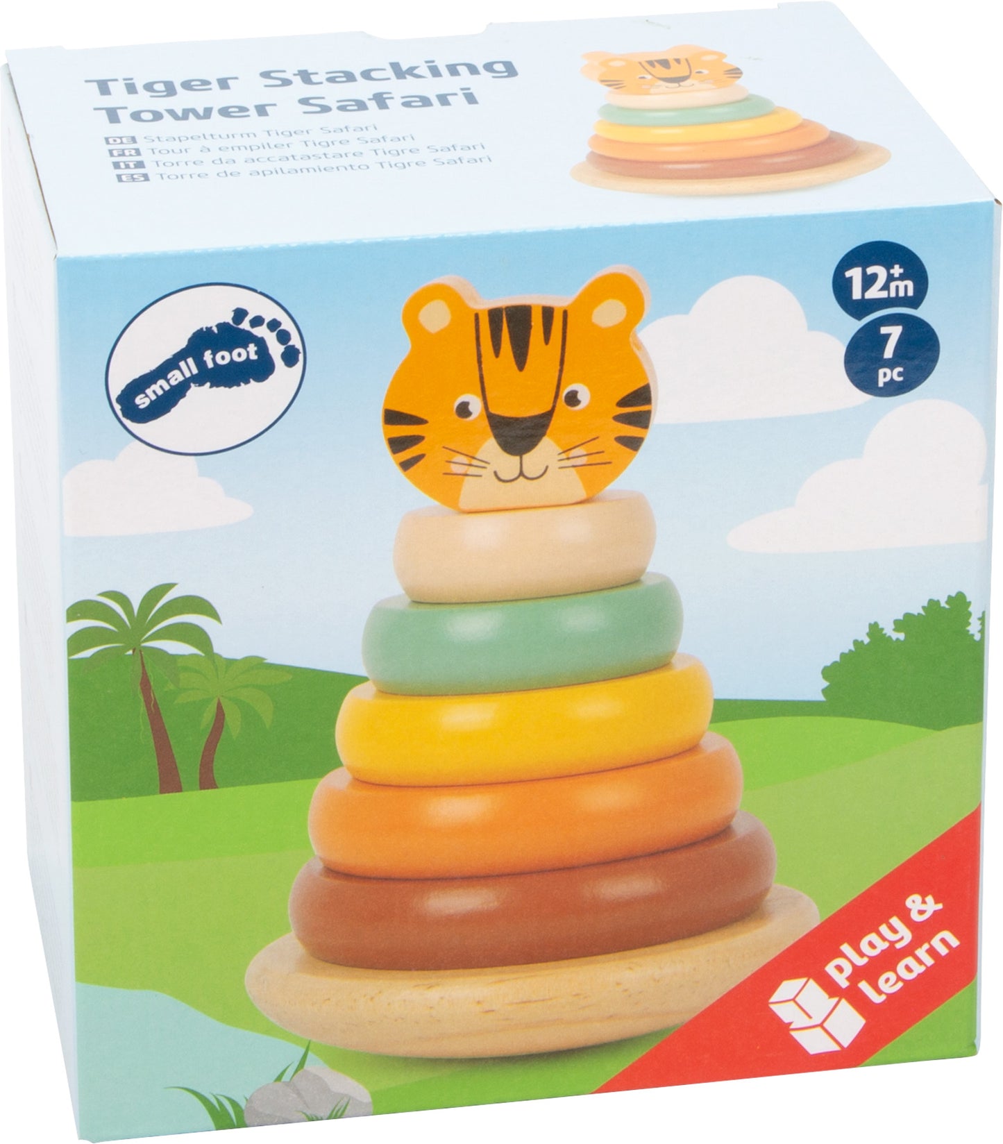 Turn de stivuire din lemn, Small Foot, Tigrul din Safari, 12 luni+