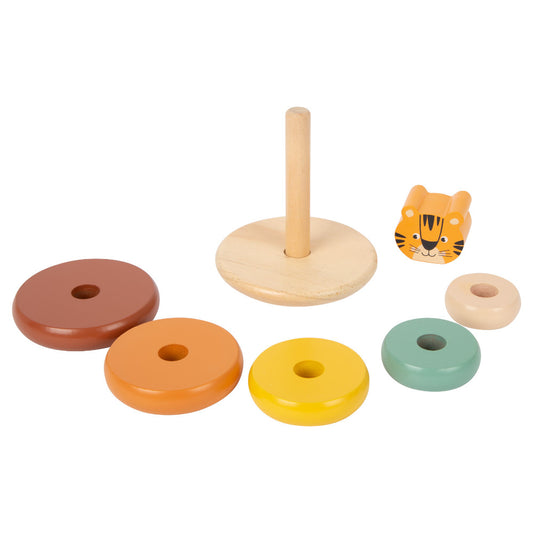 Turn de stivuire din lemn, Small Foot, Tigrul din Safari, 12 luni+